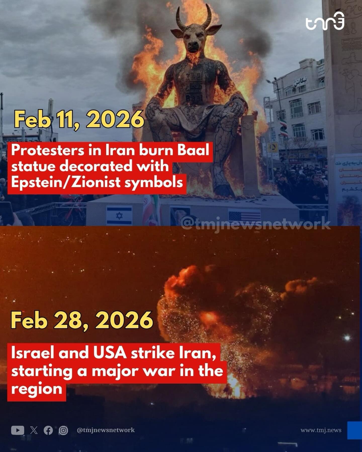 Irán sátánista baal jelképet égetett a háború előtt